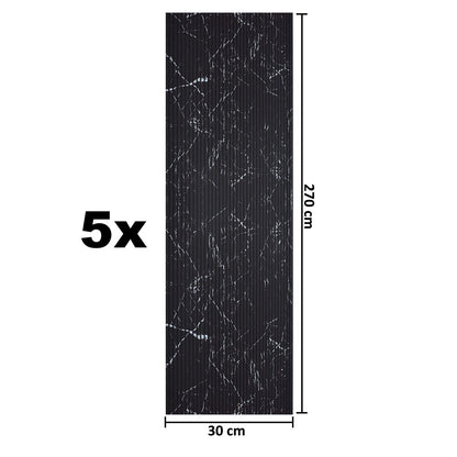 Set 5 panouri decorative, riflaj, polimer rigid, Naimeed D5461, 270x30x0.5cm, Negru