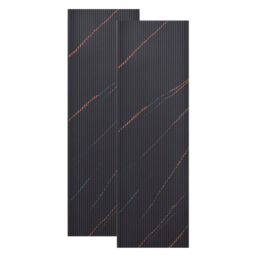 Set 2 panouri decorative, riflaj, polimer rigid, Naimeed D5464, 270x30x0.5cm, Negru