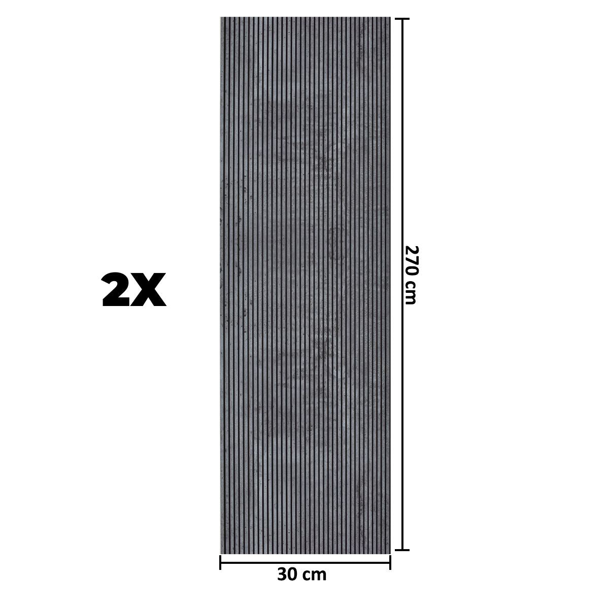 Set 2 panouri decorative, riflaj, polimer rigid, Naimeed D5466, 270x30x0.5cm, Gri