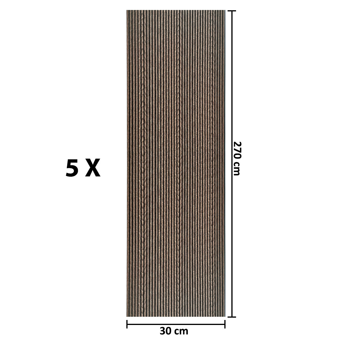 Set 5 panouri decorative, riflaj, polimer rigid, Naimeed D5467, 270x30x0.5cm, Maro