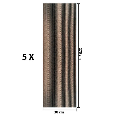Set 5 panouri decorative, riflaj, polimer rigid, Naimeed D5467, 270x30x0.5cm, Maro