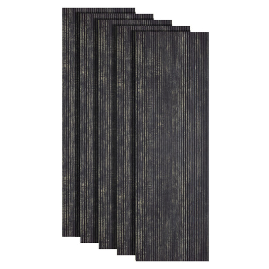 Set 5 panouri decorative, riflaj, polimer rigid, Naimeed D5468, 270x30x0.5cm, Negru