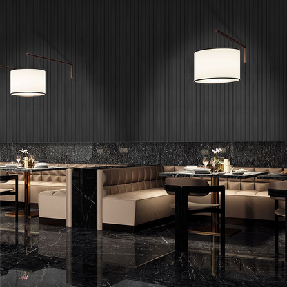 Set 5 panouri decorative, riflaj, polimer rigid, Naimeed D5470, 270x16x1cm, Negru