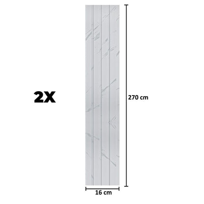 Set 2 panouri decorative, riflaj, polimer rigid, Naimeed D5471, 270x16x1cm, Alb