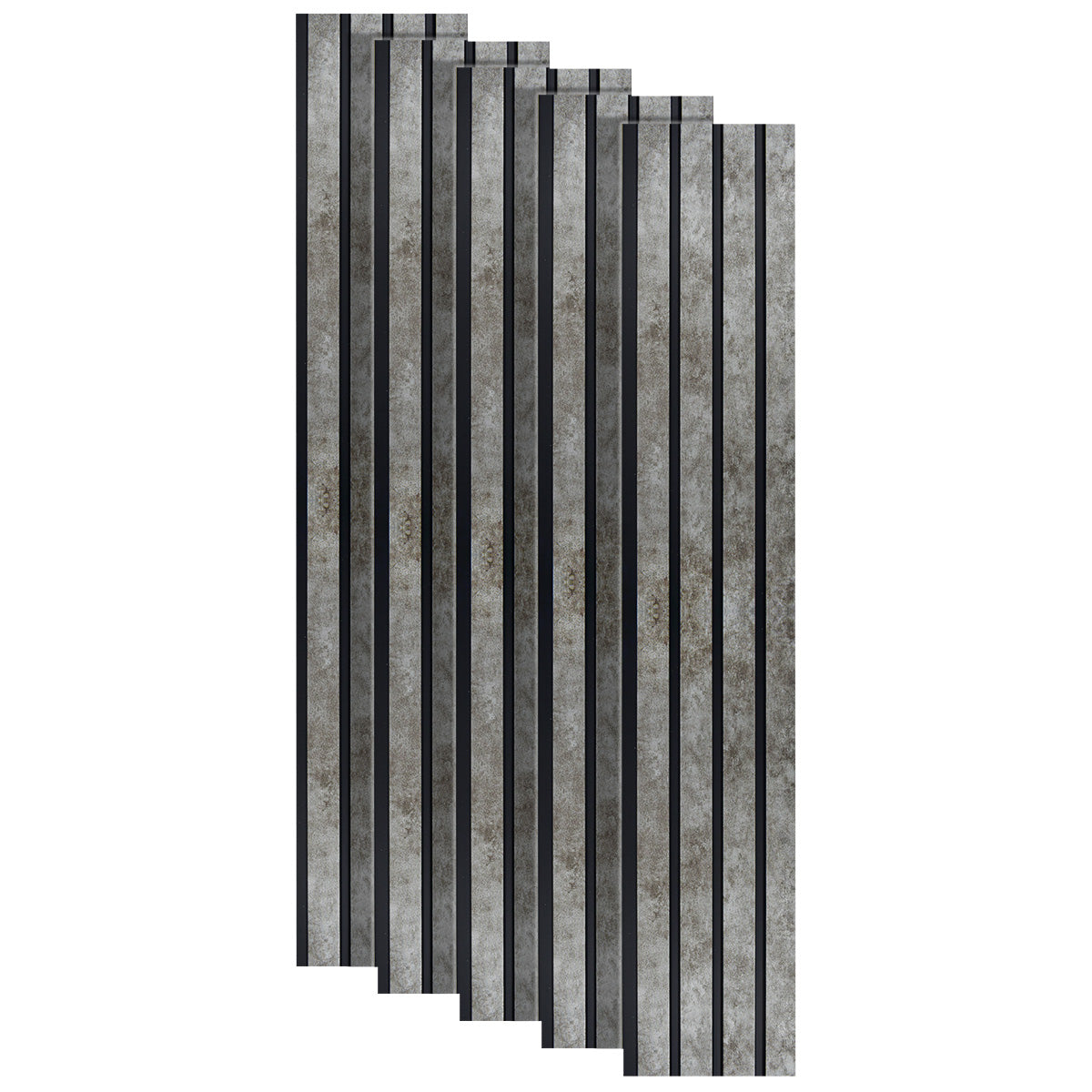 Set 5 panouri decorative, riflaj, polimer rigid, Naimeed D5472, 270x16x1cm, Gri