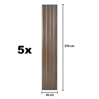 Set 5 panouri decorative, riflaj, polimer rigid, Naimeed D5473, 270x16x1cm, Maro/Auriu