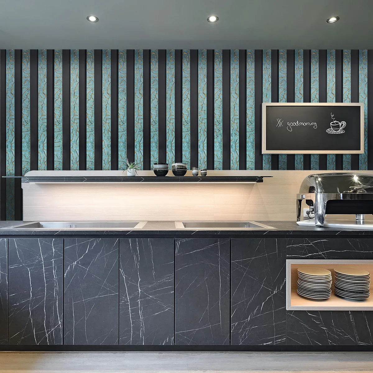 Set 5 panouri decorative, riflaj, polimer rigid, Naimeed D5476, 270x12x2cm, Turcoaz - 221.ro