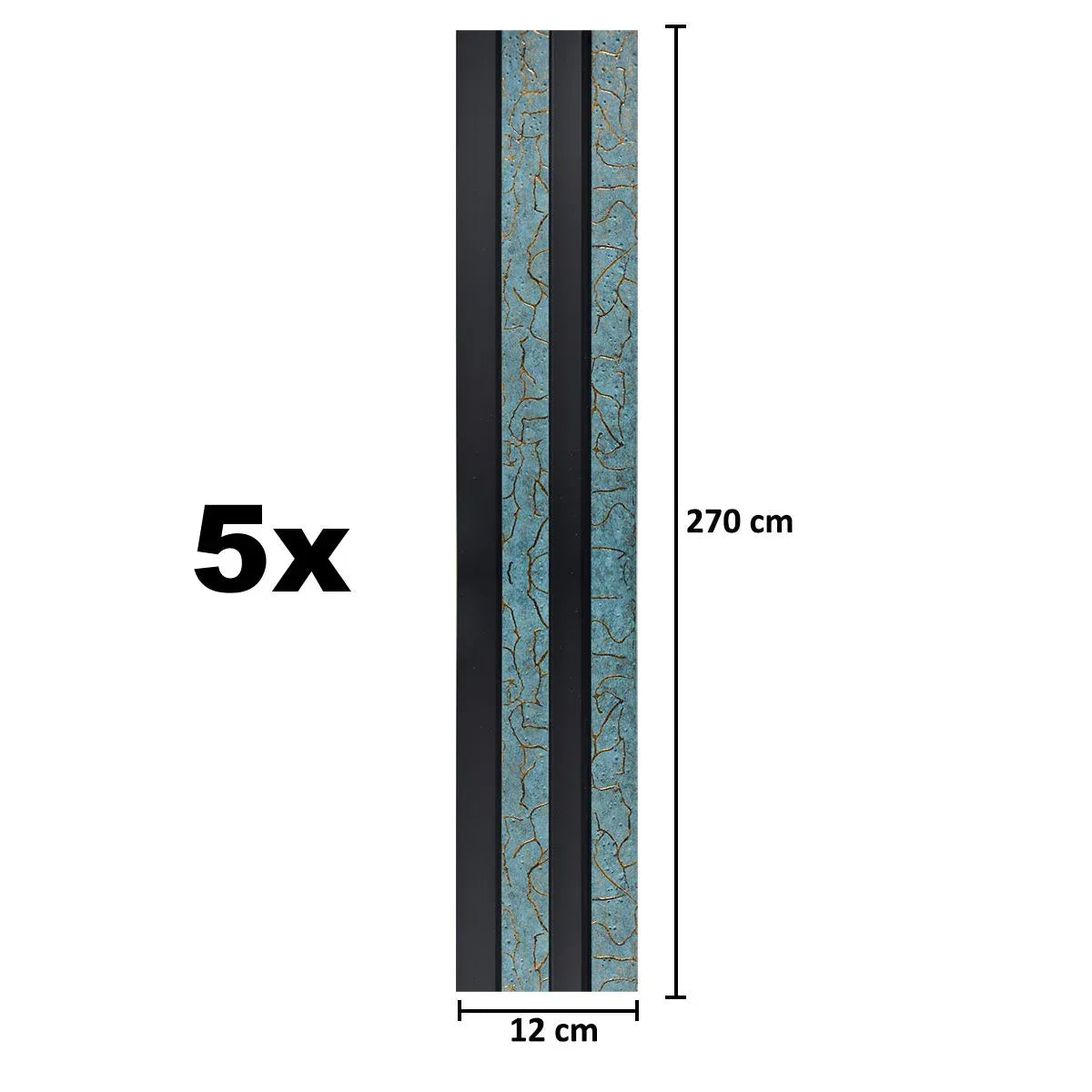 Set 5 panouri decorative, riflaj, polimer rigid, Naimeed D5476, 270x12x2cm, Turcoaz - 221.ro