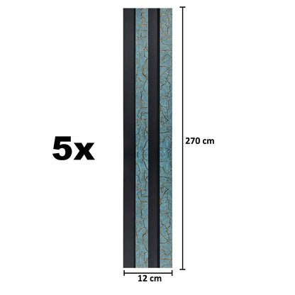 Set 5 panouri decorative, riflaj, polimer rigid, Naimeed D5476, 270x12x2cm, Turcoaz - 221.ro