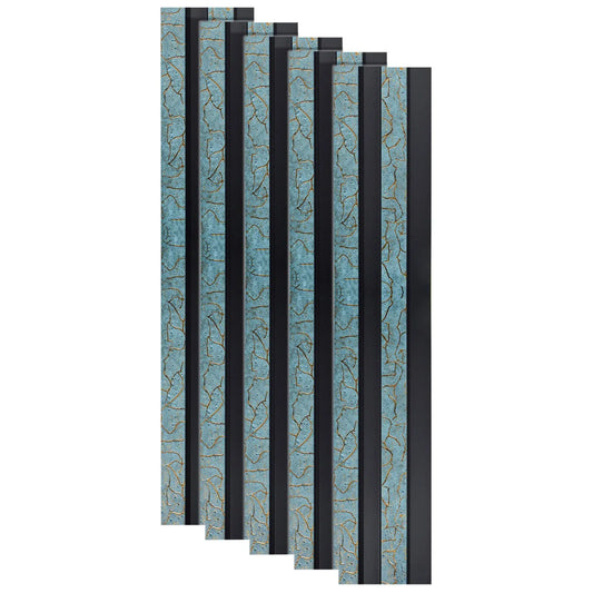 Set 5 panouri decorative, riflaj, polimer rigid, Naimeed D5476, 270x12x2cm, Turcoaz - 221.ro