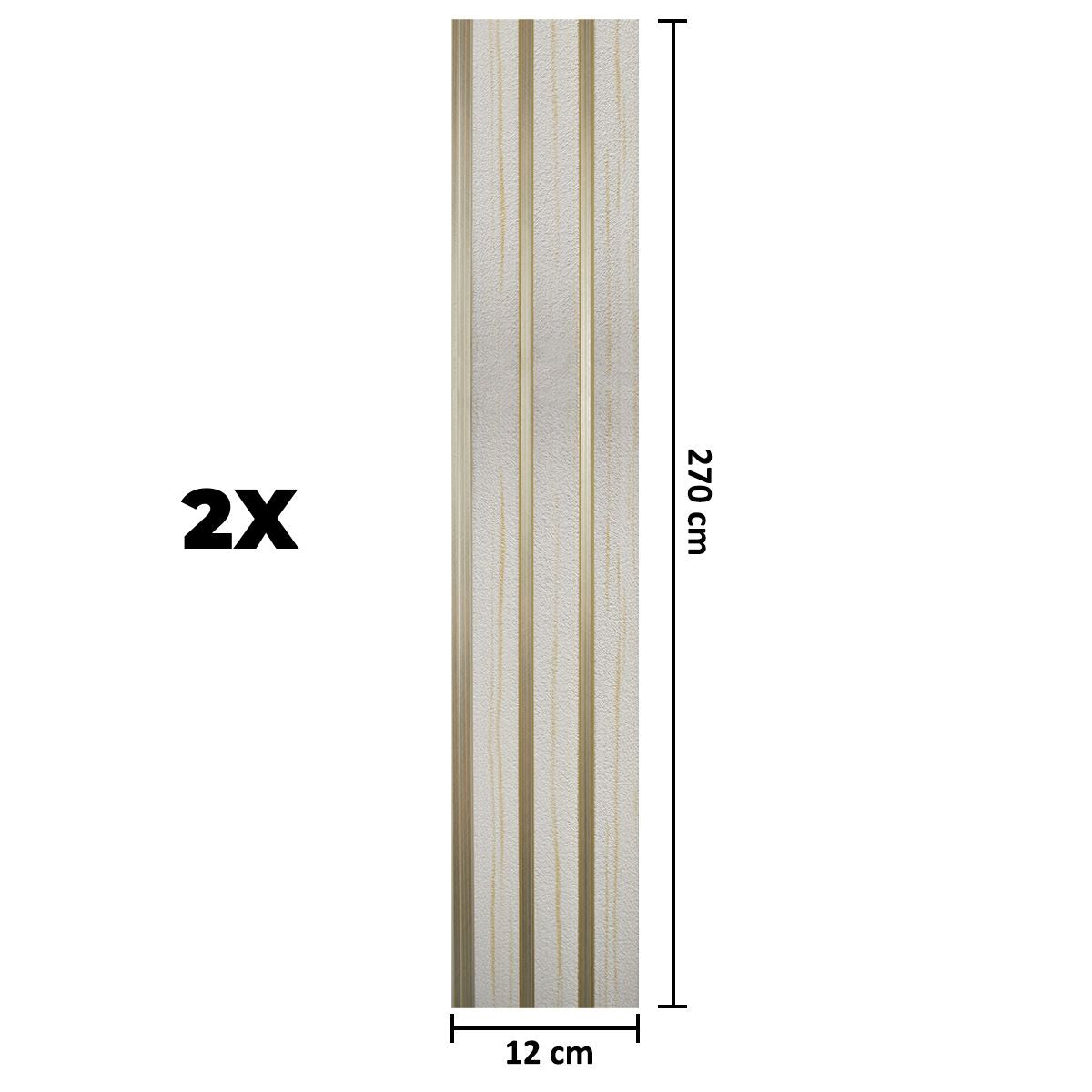 Set 2 panouri decorative, riflaj, polimer rigid, Naimeed D5479, 270x12x1cm, Alb/Auriu