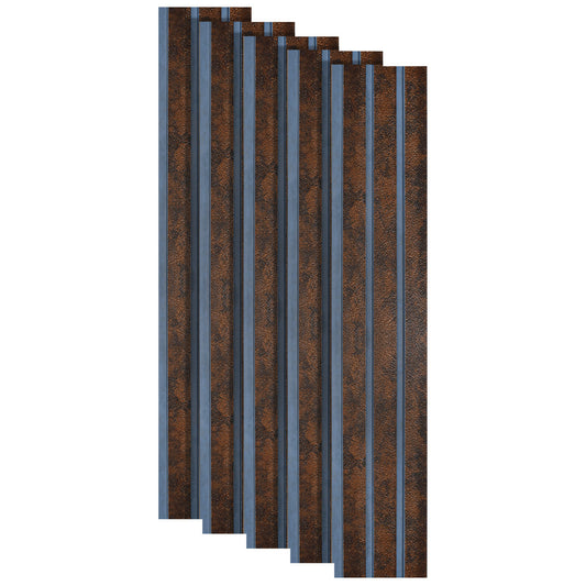 Set 5 panouri decorative, riflaj, polimer rigid, Naimeed D5480, 270x12x1cm, Maro/Albastru