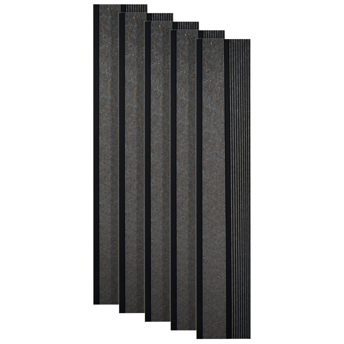 Set 5 panouri decorative, riflaj, polimer rigid, Naimeed D5485, 270x12x1cm, Gri