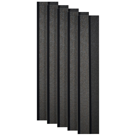 Set 5 panouri decorative, riflaj, polimer rigid, Naimeed D5485, 270x12x1cm, Gri