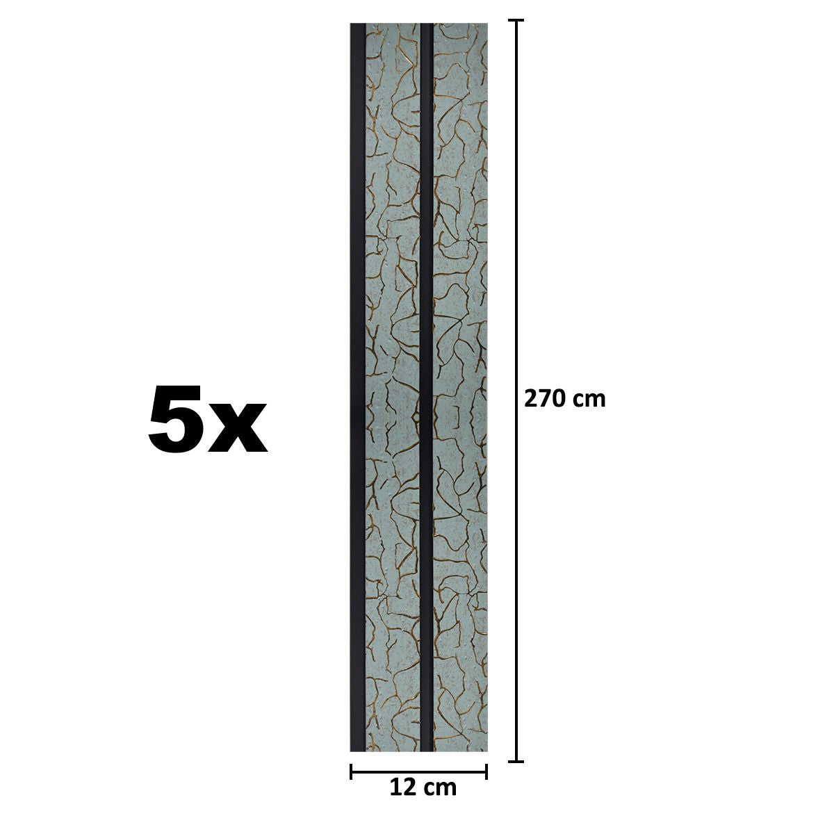 Set 5 panouri decorative, riflaj, polimer rigid, Naimeed D5488, 270x12x1cm, Turcoaz