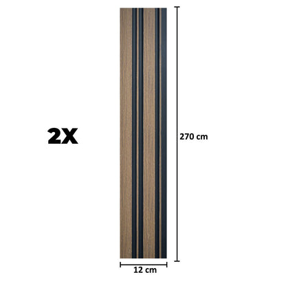 Set 2 panouri decorative, riflaj, polimer rigid, Naimeed D5489, 270x12x1cm, Maro