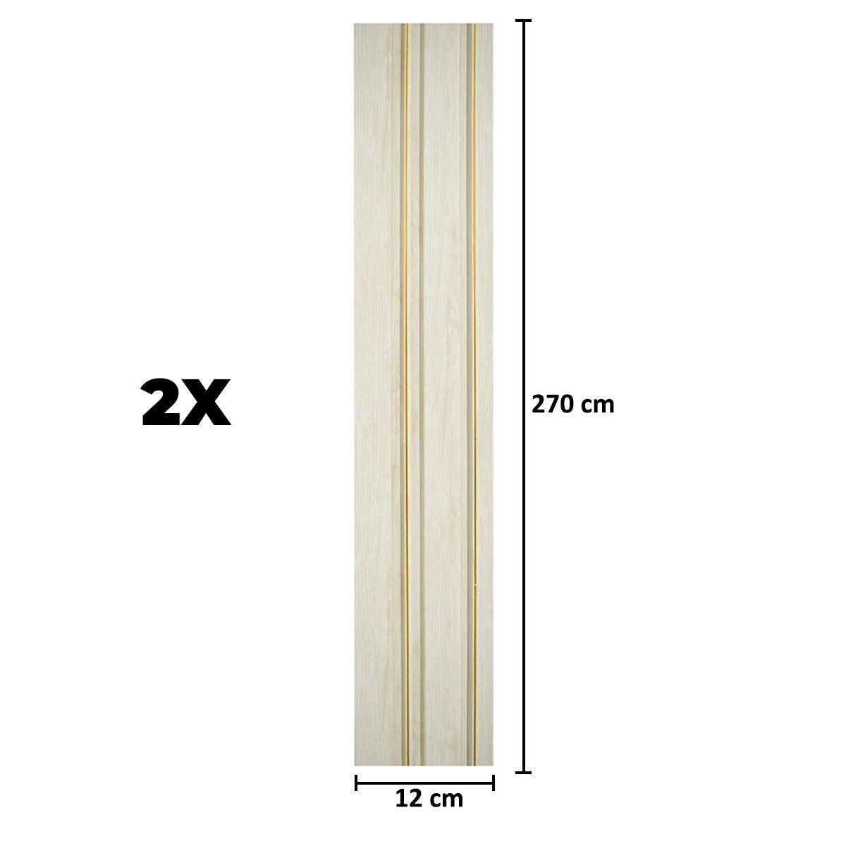 Set 2 panouri decorative, riflaj, polimer rigid, Naimeed D5491, 270x12x1cm, Alb