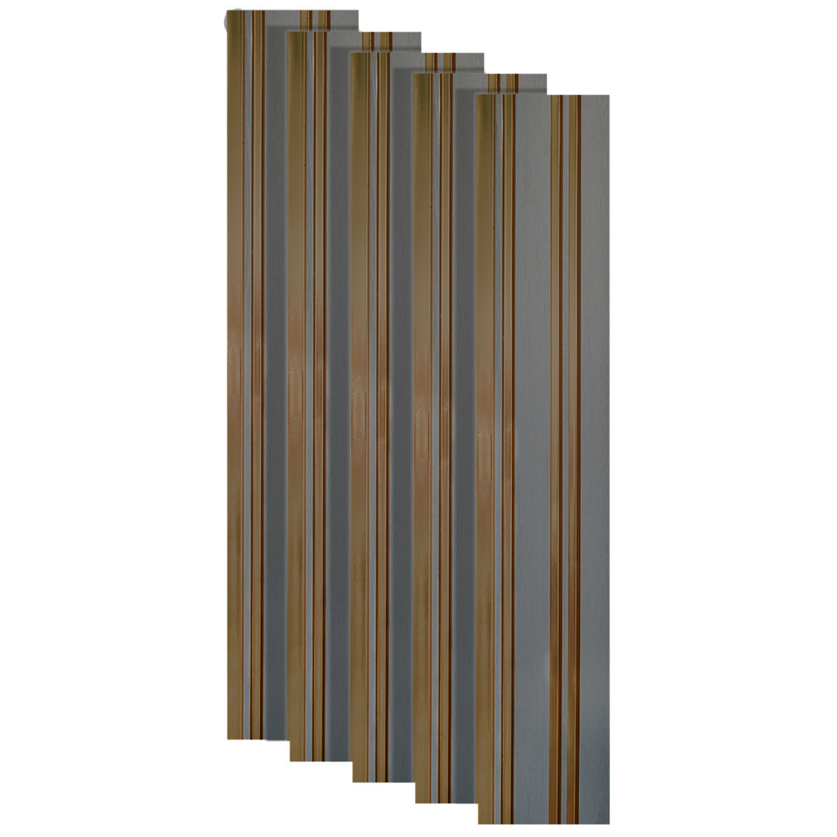 Set 5 panouri decorative, riflaj, polimer rigid, Naimeed D5493, 270x12x1cm, Gri/Auriu