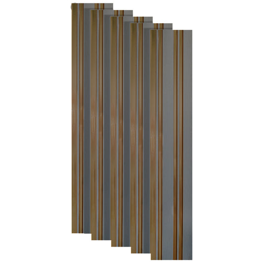 Set 5 panouri decorative, riflaj, polimer rigid, Naimeed D5493, 270x12x1cm, Gri/Auriu