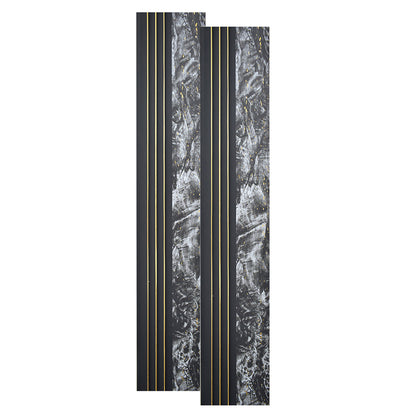 Set 2 panouri decorative, riflaj, polimer rigid, Naimeed D5499, 270x16x1cm, Negru