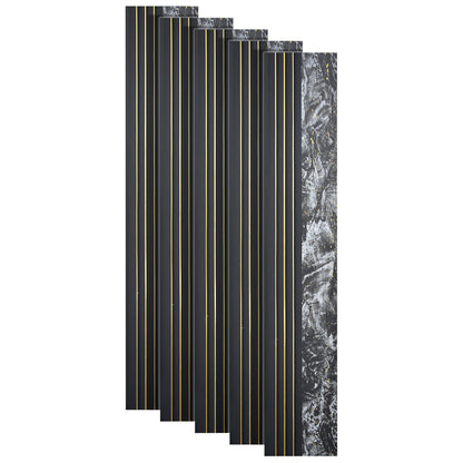 Set 5 panouri decorative, riflaj, polimer rigid, Naimeed D5499, 270x16x1cm, Negru
