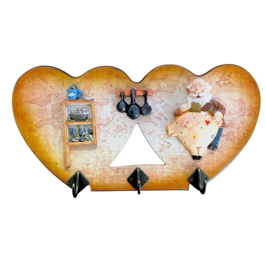 Cuier decorativ cu 3 carlige, Naimeed D55-3, 32x16x1 cm, Maro