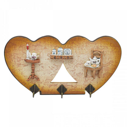 Cuier decorativ cu 3 carlige, Naimeed D55-5, 32x16.5x1 cm, Maro