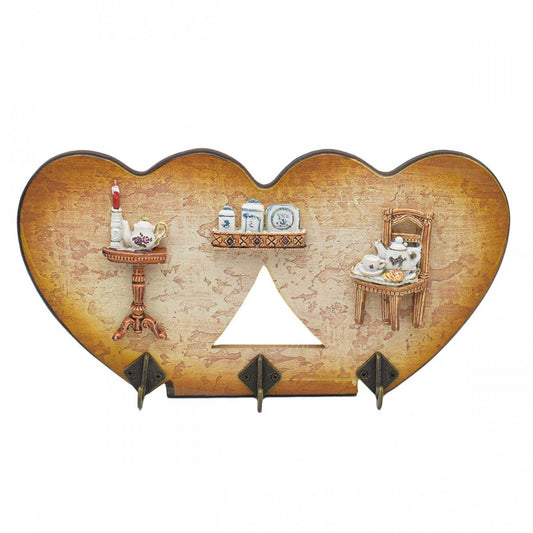 Cuier decorativ cu 3 carlige, Naimeed D55-5, 32x16.5x1 cm, Maro
