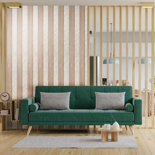 Set 2 panouri decorative, riflaj, polimer rigid, Naimeed D5500, 270x16x1cm, Crem deschis