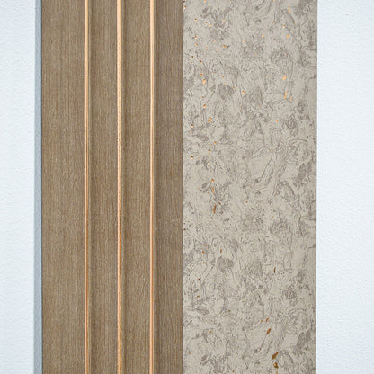 Set 5 panouri decorative, riflaj, polimer rigid, Naimeed D5501, 270x16x1cm, Crem inchis