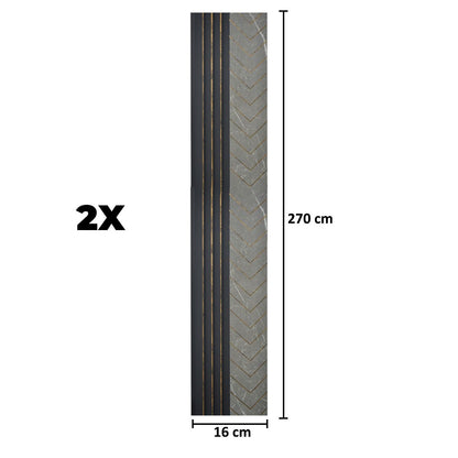 Set 2 panouri decorative, riflaj, polimer rigid, Naimeed D5503, 270x16x1cm, Gri