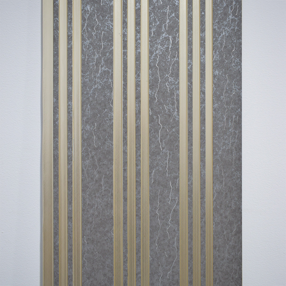 Set 2 panouri decorative, riflaj, polimer rigid, Naimeed D5507, 270x30x0.5cm, Gri/Auriu