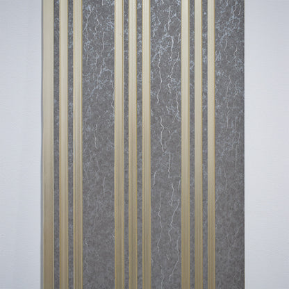 Set 2 panouri decorative, riflaj, polimer rigid, Naimeed D5507, 270x30x0.5cm, Gri/Auriu