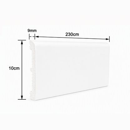 Plintă decorativă, polimer rigid, Naimeed D5513, Alb, 230 × 10 × 0.9 cm