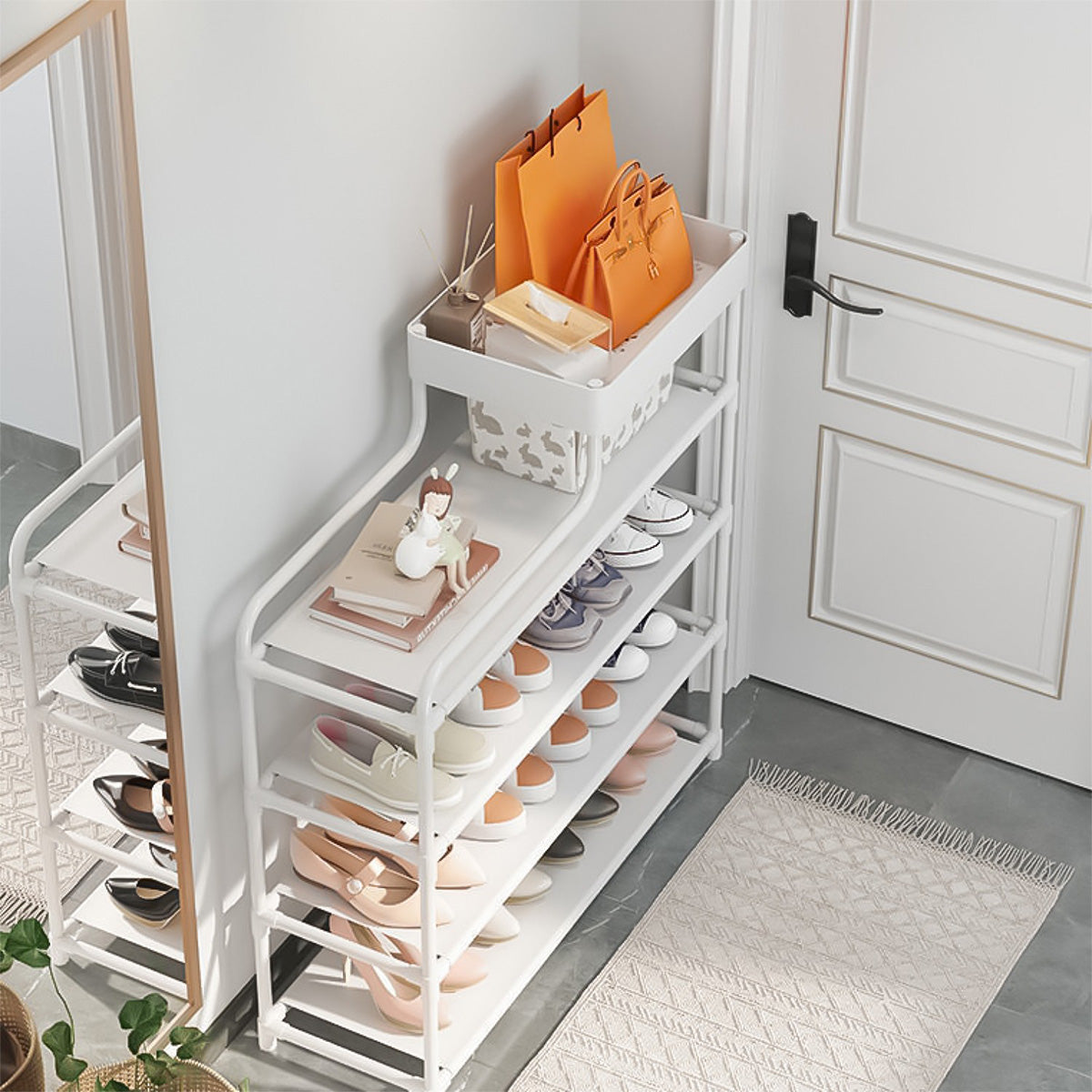 Pantofar, Naimeed D5547, raft incaltaminte, polita multifunctionala, 81 x 22 x 60 cm, alb