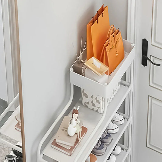 Pantofar, Naimeed D5549, raft incaltaminte, polita multifunctionala, 81 x 22 x 80 cm, alb - 221.ro