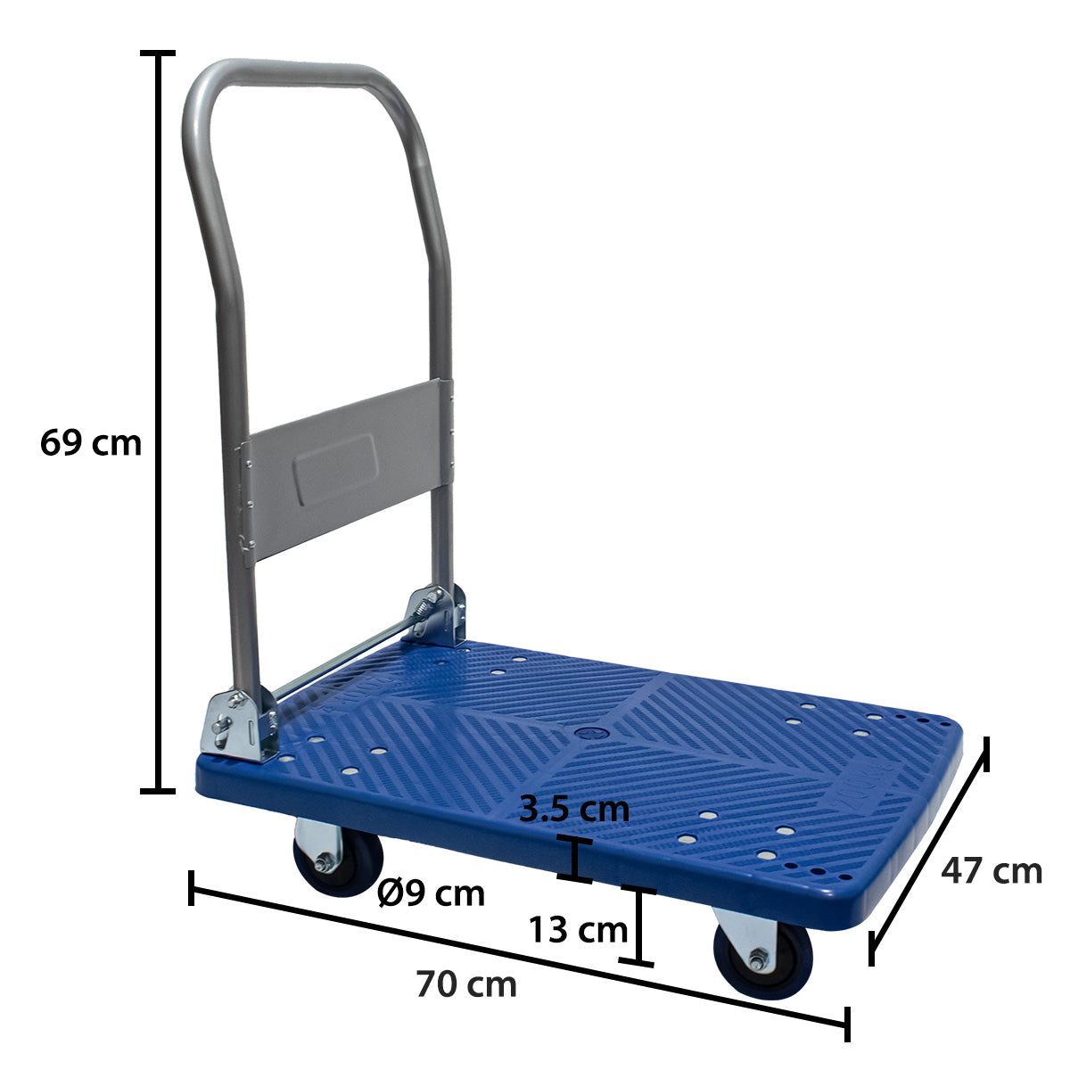 Carucior pliabil, platforma transport marfa, Naimeed D5657S, 200kg, Albastru