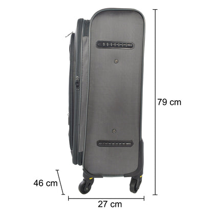 Set 3 trolere voiaj, Naimeed D5589, 4 roti duble 360 grade, material impermeabil, inchidere cifru, Gri