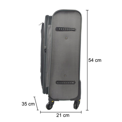 Set 3 trolere voiaj, Naimeed D5589, 4 roti duble 360 grade, material impermeabil, inchidere cifru, Gri