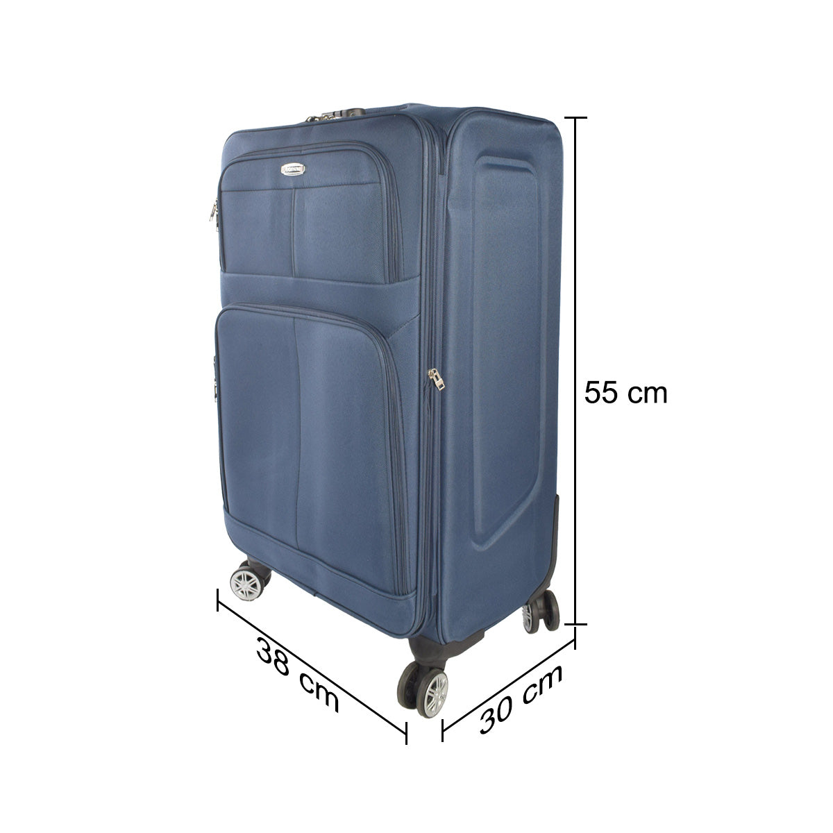 Set 3 trolere voiaj, Naimeed D5593, 4 roti duble 360 grade, material textil, inchidere cifru, Albastru