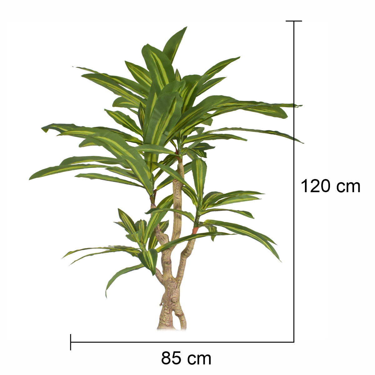 Planta artificiala, Dracaena fara ghiveci, Naimeed D5602, 120x85 cm, Verde/Galben