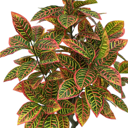 Planta artificiala, Croton Magnificent fara ghiveci, Naimeed D5608, 110x75 cm, Rosu
