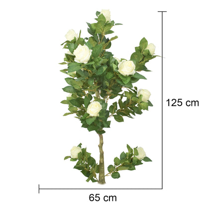 Copac artificial, Trandafir fara ghiveci, Naimeed D5611, 125x65 cm, Alb