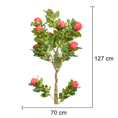 Copac artificial, Trandafir fara ghiveci, Naimeed D5611, 125x65 cm, Rosu