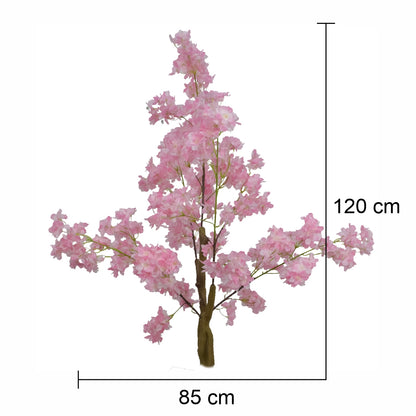 Copac decorativ cu flori artificiale, fara ghiveci, Naimeed D5617, 120x85 cm, Roz