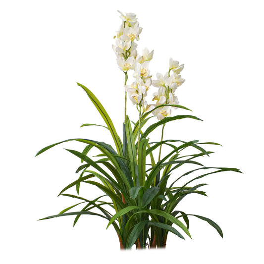 Floare artificiala, Orhidee molie fara ghiveci, Naimeed D5621, 100x84 cm, Alb