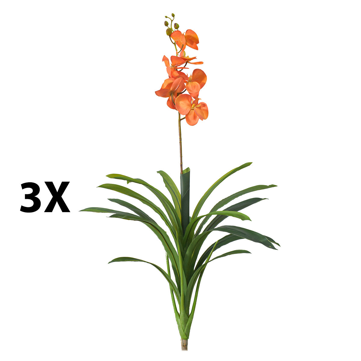 Floare artificiala, Orhidee Molie fara ghiveci, Naimeed D5621, 100x84 cm, Portocaliu