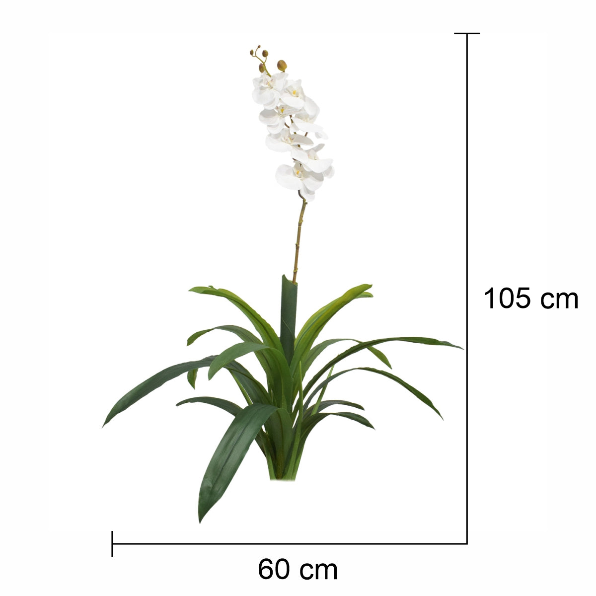 Floare artificiala, Orhidee fara ghiveci, Naimeed D5623, 105x60 cm, Alb
