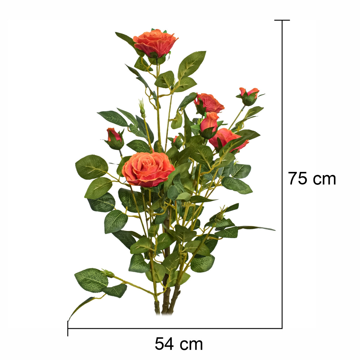 Floare artificiala, Trandafir fara ghiveci, Naimeed D5625, 75x54 cm, Portocaliu