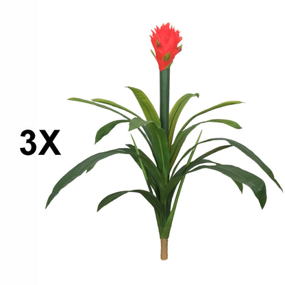 Floare artificiala, Guzmania fara ghiveci, Naimeed D5627, 70x75 cm, Rosu